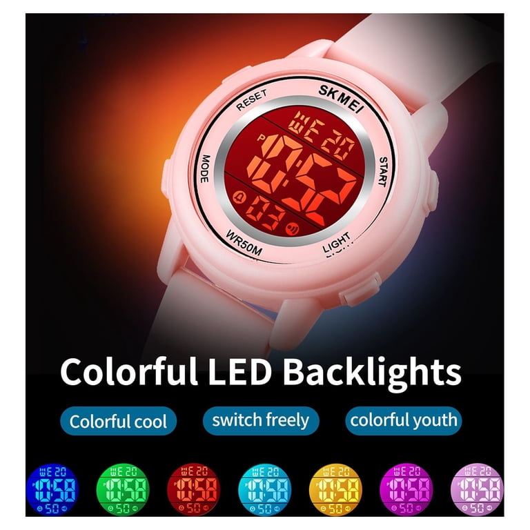 SKMEI Kids Digital Sport Watch, 50M Waterproof, Pink photo 2