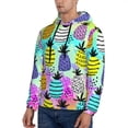 thumbnail image 3 of Naloa Graffiti Pineapples Men's Casual Hooded Collar Drawstring Hoodies Pullover Sweatshirts Casual Long Sleeve Shirts-3X-Large, 3 of 7