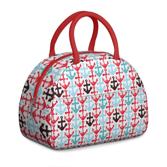 Insulated Lunch Bag Women, Reusable Anchor Imprints Boat Anchor Hook Tote Lunch Box, Leakproof Cooler Lunch Bags for Work Office Travel Picnic