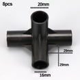thumbnail image 1 of 8PCS Versatile 4-Way Black PVC Pipe Fittings: Perfect for DIY Plant Support and, 1 of 5