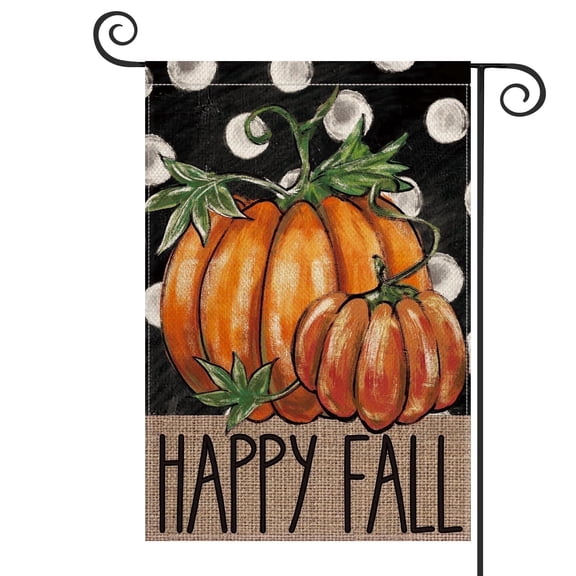 Sm:)e Polka Dot Fall Garden Flag 12x18 Inch Double Sided - Thankful Pumpkins, Seasonal Decorative Flag Rustic Autumn Outdoor Yard Decor