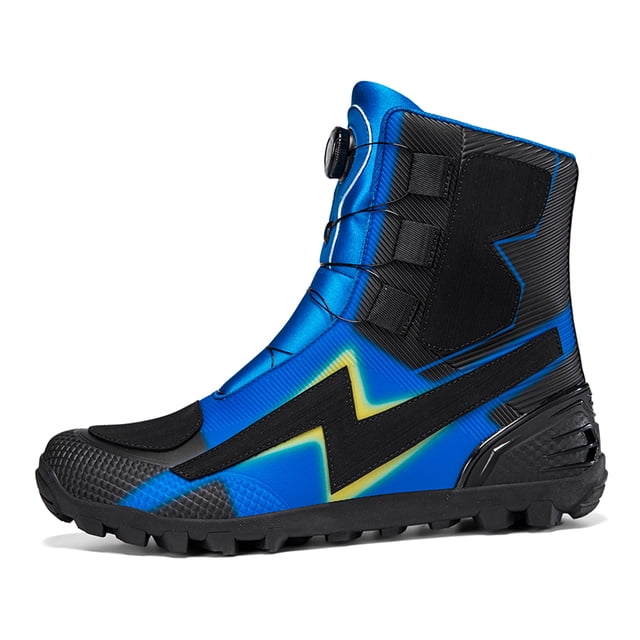 Botas de moto y zapatos de moto para todas las estaciones para hombre y mujer.,Negro y azul,42