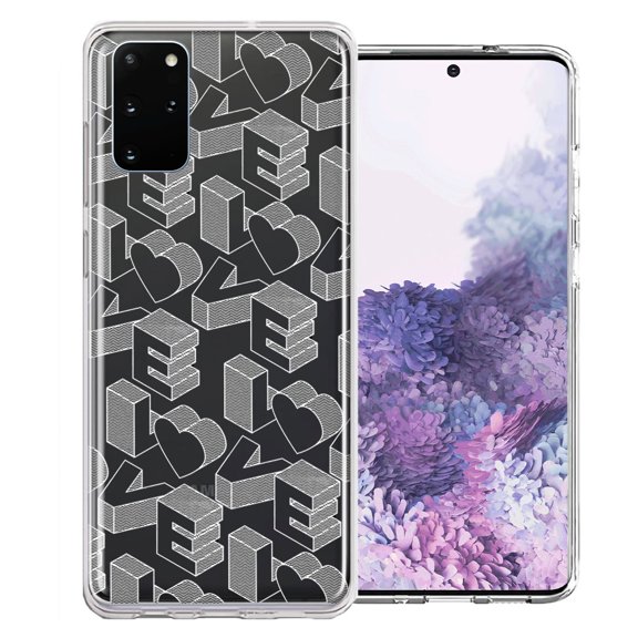 MUNDAZE for Samsung Galaxy S20 Plus 3D Love Letters Hearts Valentine's Day Double Layer Phone Case Cover