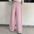 thumbnail image 4 of Ccpelsie Girls Spring Casual Lounge Pants Wide Leg Loose Fit Sweatpants Elastic Waist Drawstring Joggers for Home Comfort(A01-Pink,5-6 Years), 4 of 8