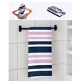 thumbnail image 6 of Navy Blue Pink Striped Towel Set of 3, Soft Microfiber Bath Towels, Hand Towel, Washcloths, Gradient Horizontal Lines Quick-Dry Absorbent Towels for Bathroom Kitchen Hotel Beach Gym Spa, 6 of 7