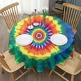 thumbnail image 3 of Colorful Rainbow Tie Dye Spiral Pattern Round Tablecloth 60"x60",Wrinkle Wipeable Table Cloth for Kitchen Dining Room Picnic Patio Party, 3 of 6