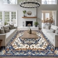 thumbnail image 5 of Vintage Floral Washable Area Rug 6 x 9 ft Navy Brown Classical Bohemian Style , Soft Non Slip Rugs Stain Repellent Indoor Felt Carpet for Living Dining Room Bedroom Home Office, 5 of 9