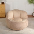 thumbnail image 4 of S-HOME Multicolor Faux Fur Bean Bag Sofa Filled with Shredded Foam Large Ergonomic Lounger Easy to Move for Living Room Use, Brown+Camel, 4 of 18