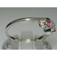thumbnail image 3 of LBG British Made 18k White Gold Cultured Pearl & Pink Tourmaline Womens Trilogy Ring - 33 size options - Size 4.5, 3 of 6