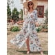 thumbnail image 4 of Vestido ANRABESS largo floral blanco con escote en V cruzado, talla mediana, 4 of 5