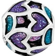 thumbnail image 2 of Reflection Beads Sterling Silver Reflections Blue/Purple Heart Enameled Bead, 2 of 2