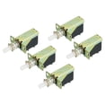 thumbnail image 1 of Interruptor de botón Uxcell SPST de 2 pines y 1 posición con auto-bloqueo tono dorado, 5 piezas, 1 of 5