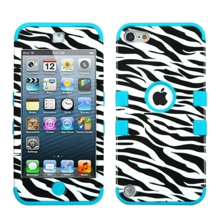 Insten Zebra Skin/Tropical Teal TUFF Hybrid Case For iPod touch 6th 5th Generation