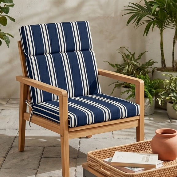 High Back Patio Chair Cushion 17.7x18.9 Inch Waterproof Fade Resistant Outdoor Dining Chair Cushion, Seat Pad for Garden Lawn Glider Chair, Indoor Outdoor Use for Patio Furniture