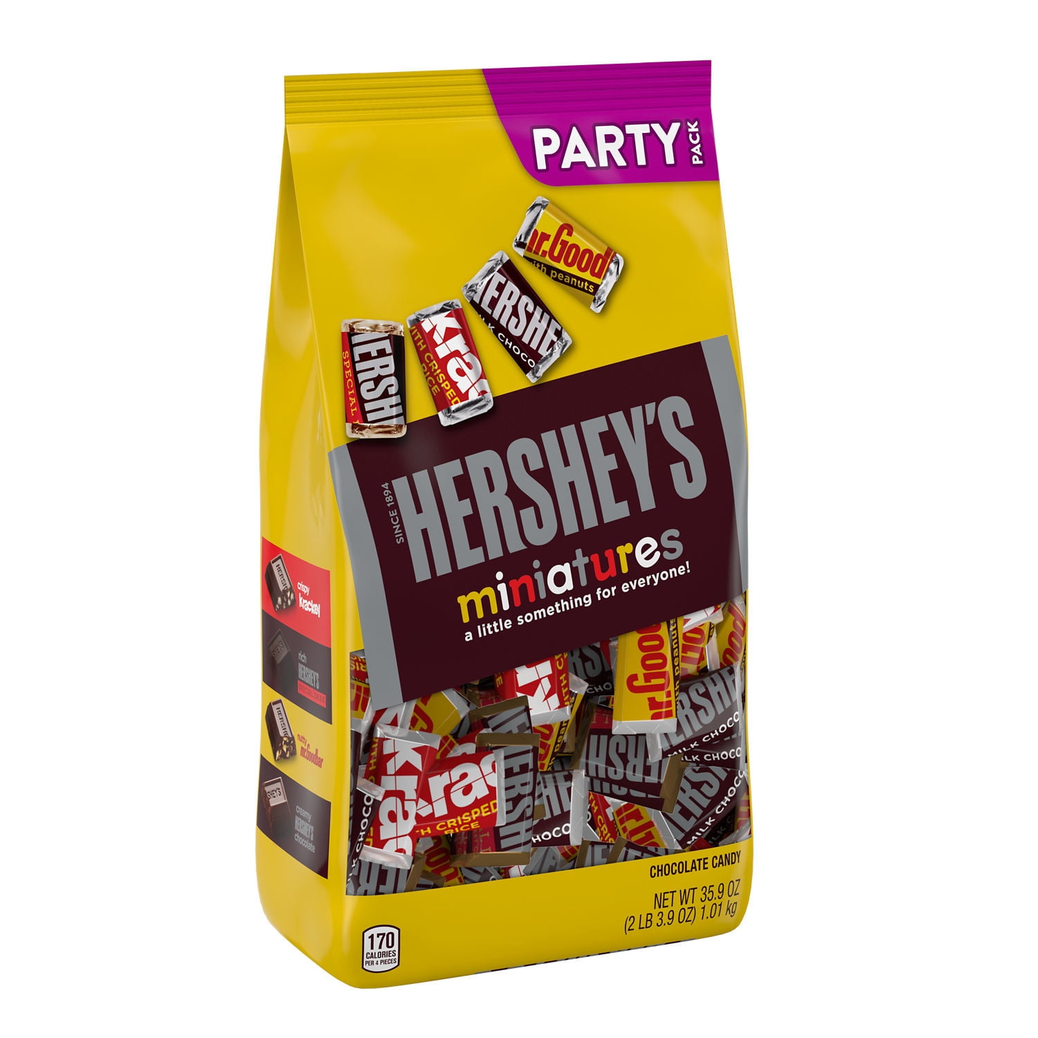 HERSHEY'S, Miniatures Assorted Chocolate Candy Bars, Individually Wrapped, 35.9 oz, Bulk Party Pack