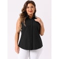thumbnail image 2 of DARING DIVA Women's Plus Sleeveless Button Down Fashion Tank Top 1X Dark Black, 2 of 6