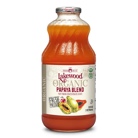 Lakewood Organic 100% Papaya Juice Blend, Not from Concentrate Juice, 32 fl oz