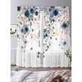 thumbnail image 3 of Navy Blue Flowers Sheer Curtains 96 Inch Length 2 Panels for Living Room, Spring Floral Elegant Pastoral Watercolor Voile Kitchen Curtain Set, Luxury Privacy Drapes Window Treatment for Bedroom, 3 of 7
