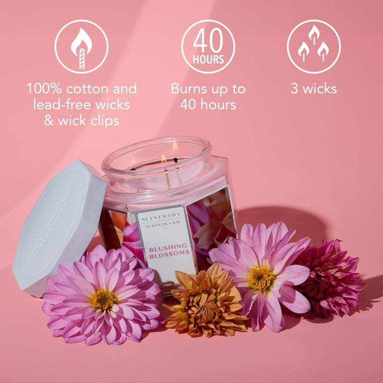 Scentworx 14.5 oz Blushing Blossoms 3-Wick Jar Candle by Slatkin