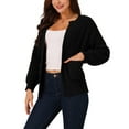 thumbnail image 4 of INSPIRE CHIC Women's Open Front Long Sleeve Knit Casual Cardigan with Pockets M Black, 4 of 5