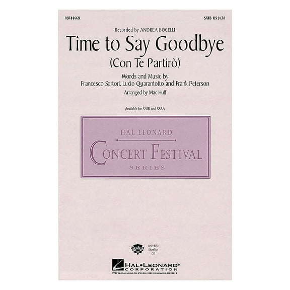 Hal Leonard Time to Say Goodbye (Con Te Partiro) ShowTrax CD by Sarah Brightman Arranged by Mac Huff