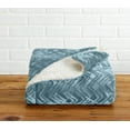 thumbnail image 4 of Great Bay Home Velvet Plush Fleece Reversible Sherpa Warm and Cozy Bed Blanket  (Full / Queen, Blue Surf), 4 of 4