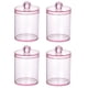 thumbnail image 1 of Qtmnekly - Juego de 4 tarros dispensadores de bolas de algodón para baño con tapas, organizador de tocador para baño y bastoncillos de algodón, 1 of 6