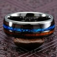thumbnail image 3 of 100S Jewelry Gunmetal Tungsten Ring with Blue Opal & Koa Wood Inlaid Wedding Band, Tungsten, Size 6-16, 3 of 6