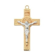 McVan J9199 1.24 x 0.7 x 0.13 in. Two-Tone Sterling Silver Benedict Cross