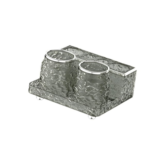 Juego de portavasos para cepillos de dientes, organizador de encimera de baño, almacenamiento de decoración de moda Gris
