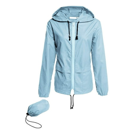 GirarYou Packable Rain Jacket, Hooded Windbreaker with Adjustable Drawstring