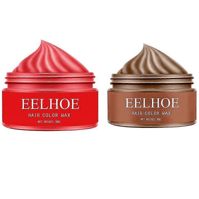 Cera para el cabello de colores grises Eelhoe Granny, barro para el cabello, peinado duradero, cera para cabello teñido desechable de color natural y esponjoso, 1 pieza, rojo y marrón