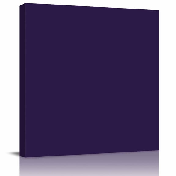 Dark Purple Monochrome Art Canvas Artwork Painting Art, Minimalist Solid Color Square Framed Wall Decorations Prints Picture for Bedroom Kitchen Living Room, 16x16 in
