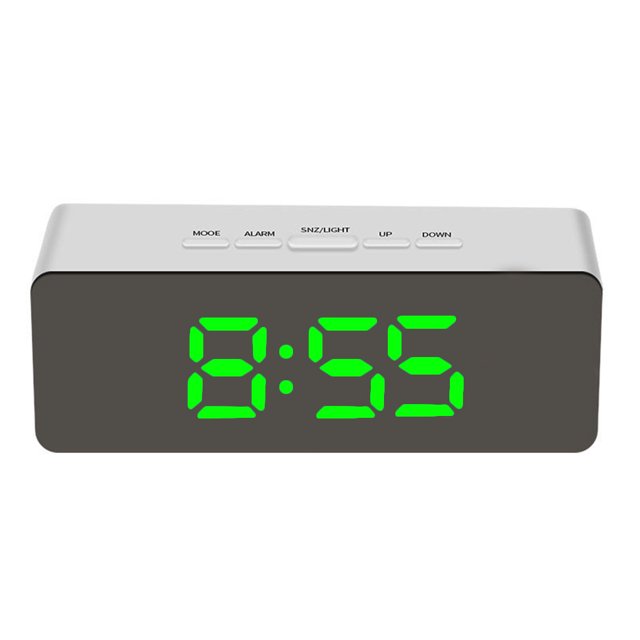 Reloj despertador digital LED Temperatura Escritorio Espejo de maquillaje Arte Snooze Reloj Dormitorio Decoración de oficina, Rectángulo kenally HA3237-05B