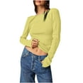 thumbnail image 2 of AXXD Womens Shirts Casual Basic Summer 2024 Solid Color Sexy Solid Color Long Sleeved Round Neck Leaky Back Threaded T-shirt Backless Top, 2 of 8
