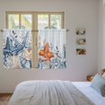 thumbnail image 3 of Orange Blue Starfish Coastal Kitchen Curtain for Berdoom Living Room Cafe 45 Inch Length, Summer Beach Eucalyptus Tiers Curtains Light Filtering Drapes Rod Pocket Window Treatment 2 Panels 52"Wx45"L, 3 of 8