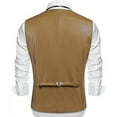 thumbnail image 3 of British Men's Slim PU Leather Vest Turn Down Collar Single Breasted Waistcoat, 3 of 4