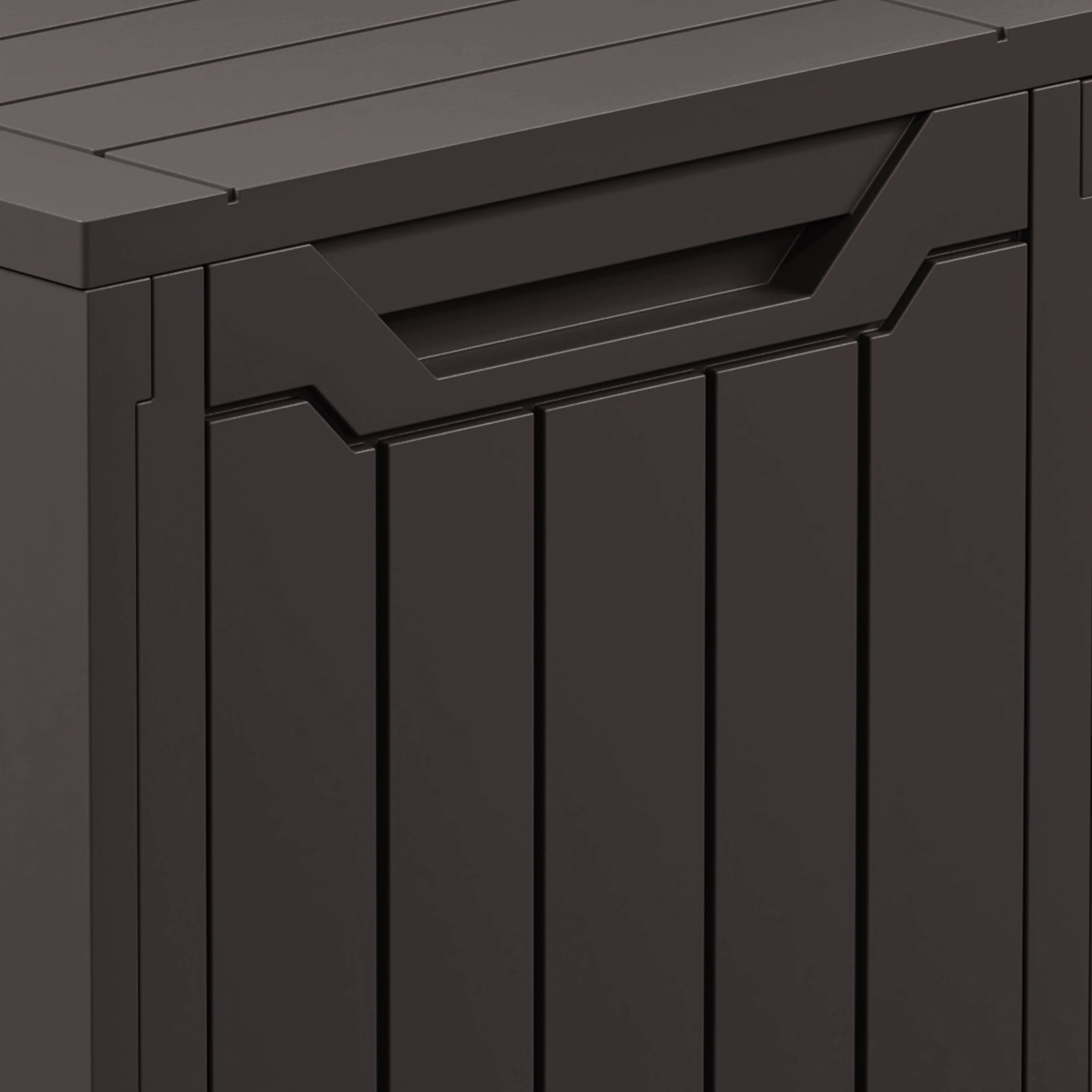 Uforic 80 Gallon Resin Deck Box, Weather Resistant Rattan Outdoor Storage Box, Lockable for Patio Garden Pool Supplies, Dark Brown