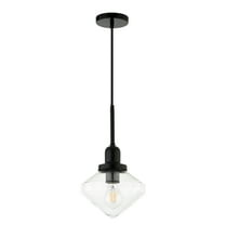 Evelyn&Zoe 8" Blackened Bronze Metal/Glass Pendant