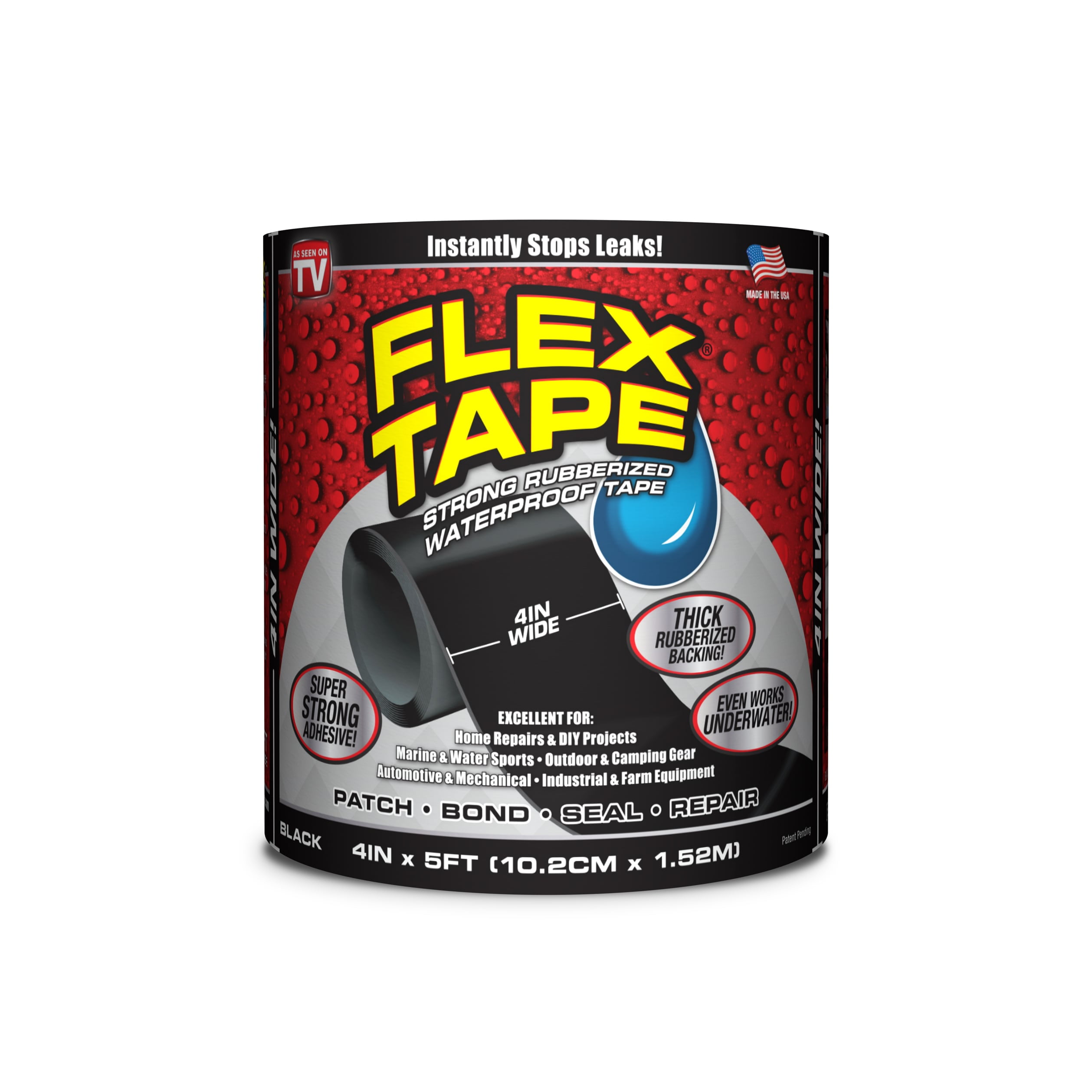 Flex Tape® Black 4 IN x 5 FT Rubberized Waterproof Tape