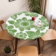 thumbnail image 5 of Green Flowers Elastic Fitted Round Table Cover Abstract Floral Waterproof Outdoor Tablecloth for Holiday Party, Picnic, Patio & Dining Fits Tables Up to 55"-60", 5 of 8