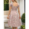thumbnail image 3 of ZOELNIC Women's Floral Summer Dress Casual Short Sleeve Ruffle Flowy Midi Sundress Boho Beach Vacation Dress, S, 3 of 4