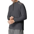thumbnail image 2 of UVEASISHA Quarter Zip Workout Shirts for Men Waffle Knit Long Sleeve Hiking Shirt Stand Collar Casual Quick Dry T-Shirts Solid Color Pullover Tops Dark Gray XXL, 2 of 5