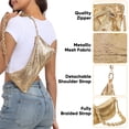 thumbnail image 3 of HDE Women's Metallic Mesh Evening Bag Braid Knotted Shoulder Purse Gold, 3 of 6
