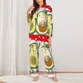 thumbnail image 2 of KLL Avocado Lovers Wearing Umbrella Print Women's Long Sleeve Pajamas with Pants Sleepwear Loungewear 2 Set-XX-Large, 2 of 7