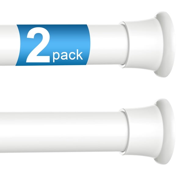 Barra de cortina tensada ZipGlo, paquete de 2 unidades, 76 a 157 cm, acero blanco