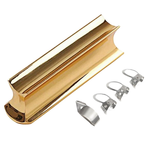 OUNONA 5-Piece Golden Stainless Steel Guitar Slide Bar Set for Enhanced Sustain and Clear Tone on Acoustic and Electric Guitars