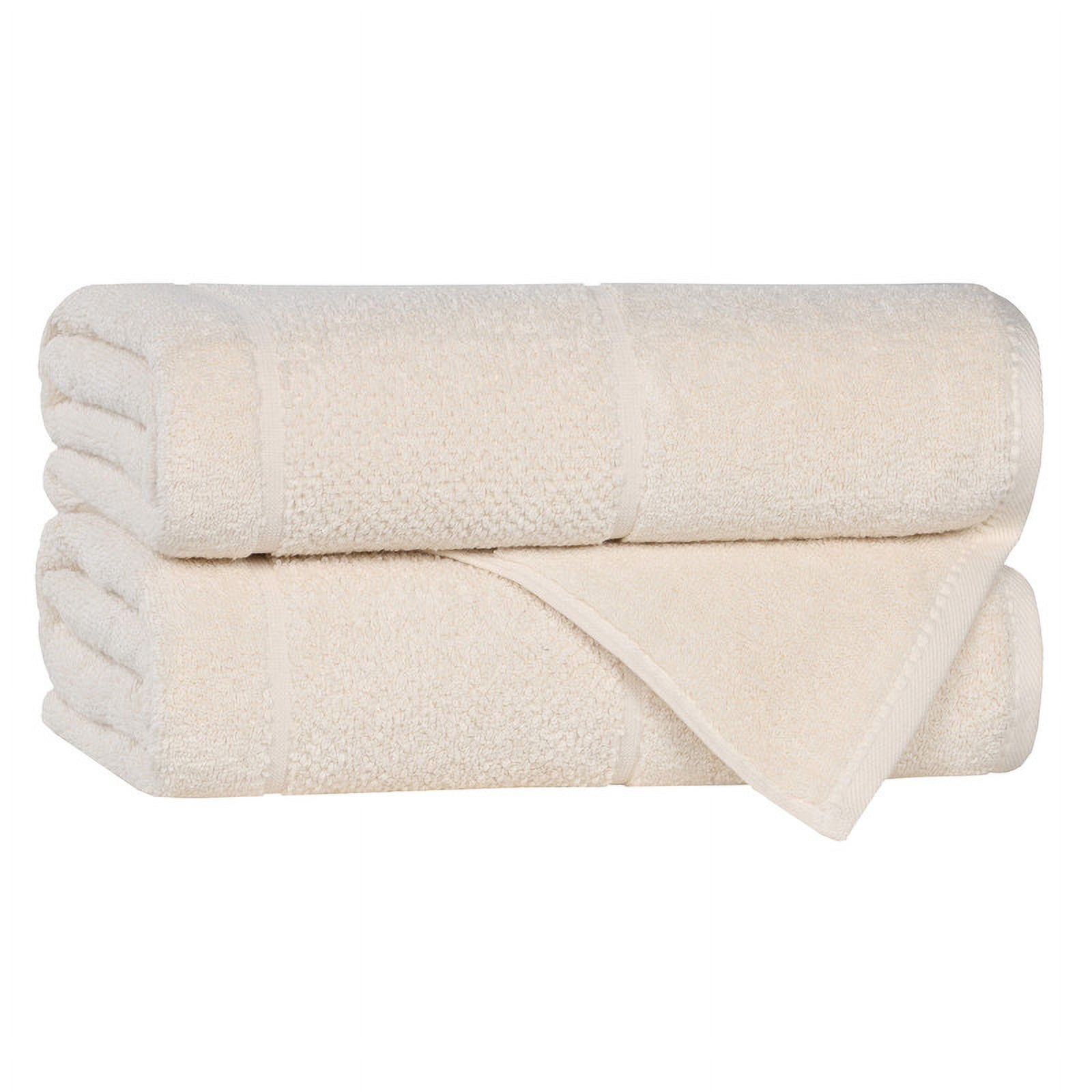 Superior Mile Smart Twist Cotton Medium Weight Bath Towels, Set of 2, Ultra Absorbant Towels, Ivory