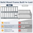 thumbnail image 5 of PORKISS Twin Floor Bed with Guardrails, Grey Wood Montessori Floor Bed Frame with Slats, Low Bed Frame for Kids Room, Open Entry Design, No Box Spring Needed, 5 of 10