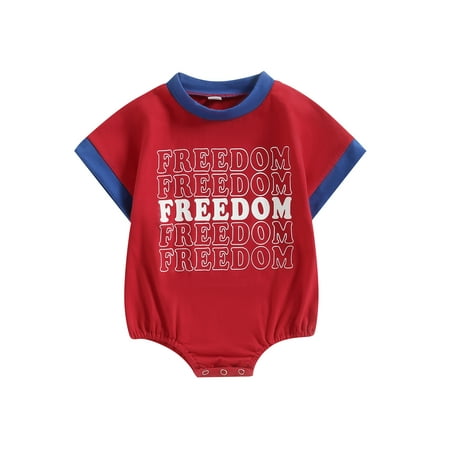 

My First 4th of July Baby Boy Girl Romper Short Sleeve USA Print Summer Onesie American Flag Bodysuit Independence Day Outfit